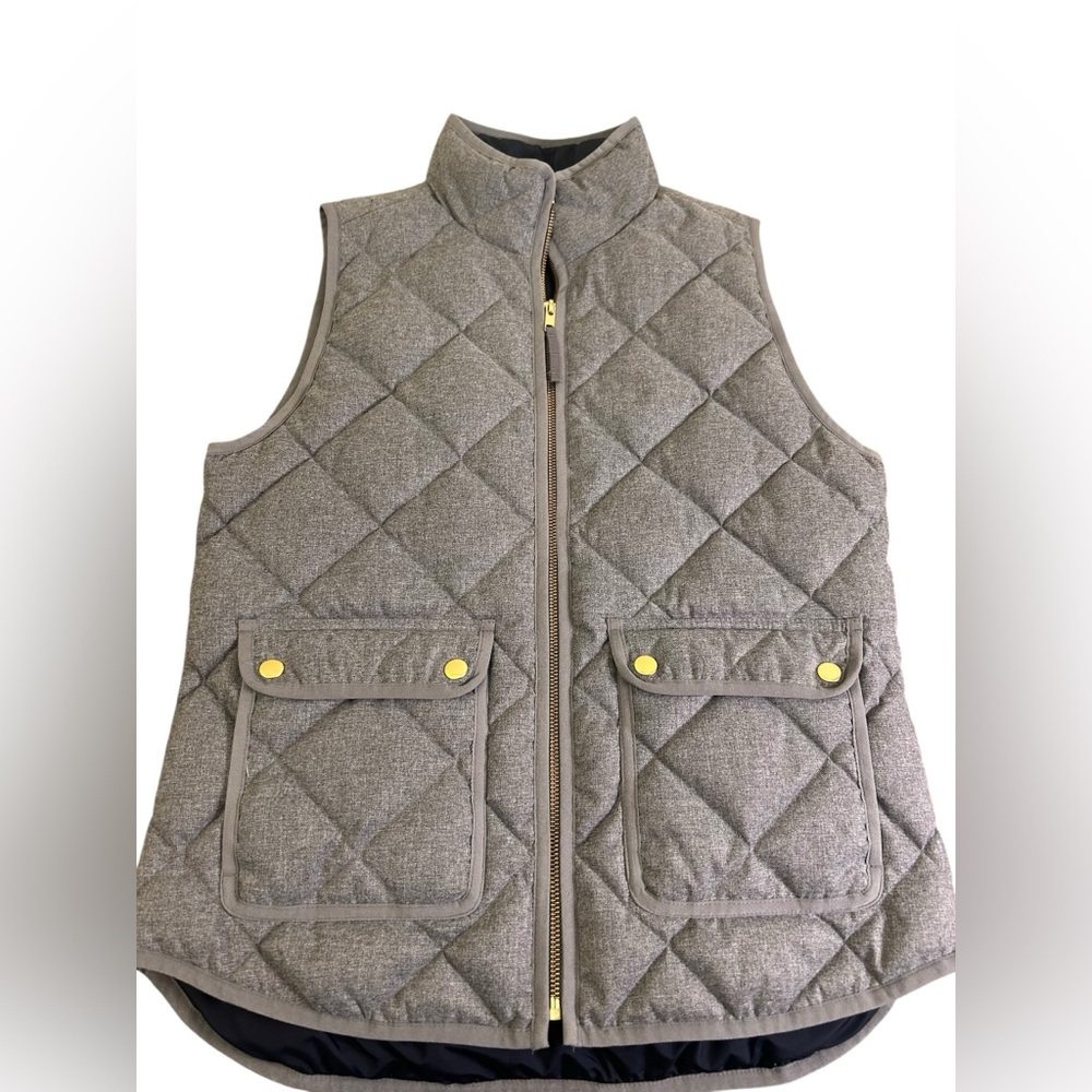 J. CREW Down Diamond Quilted‎ Excursion Puffer Vest Women's Small Gray